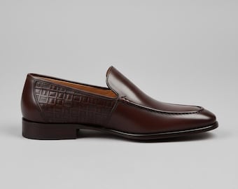 Handmade Dark Brown Leather Loafers Men Formal Slip On Elegant Dress Office Wedding Shoes