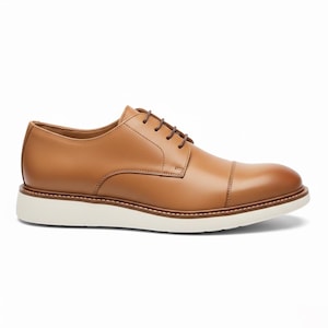 Handgefertigte hellbraune Leder Derby Schuhe - Minimalistisches Kleid Schuhe mit moderner Komfortsohle