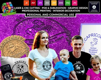Ensemble signes astrologiques du zodiaque – 3 styles, adultes et enfants (téléchargement numérique)