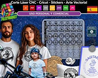 Zodiac Signs SVG Bundle – Astrology, Boho, Kids Styles - POD Sublimation, Laser and CNC Cutting.