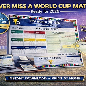 World Cup 2026 Wall Chart | Football Tracker Printable | Fixtures & Knockout Bracket | World Cup Chart PDF | Match Planner