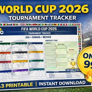 World Cup 2026 Wall Chart Printable | Football Fixture Tracker | Tournament Planner PDF | Instant Download | Kids & Family Friendly