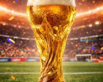 Football Trophy Beer Glass 450ml 600ml | Pint Glass Gift Set | World Cup Glass | Football Gift for Men | Match Day Beer Glass