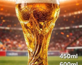 Football Trophy Glass 450ml 600ml 800ml, Match Day Beer Glass, Football Fan Gift, Birthday Gift for Him, Gift for Dad, Football Supporter