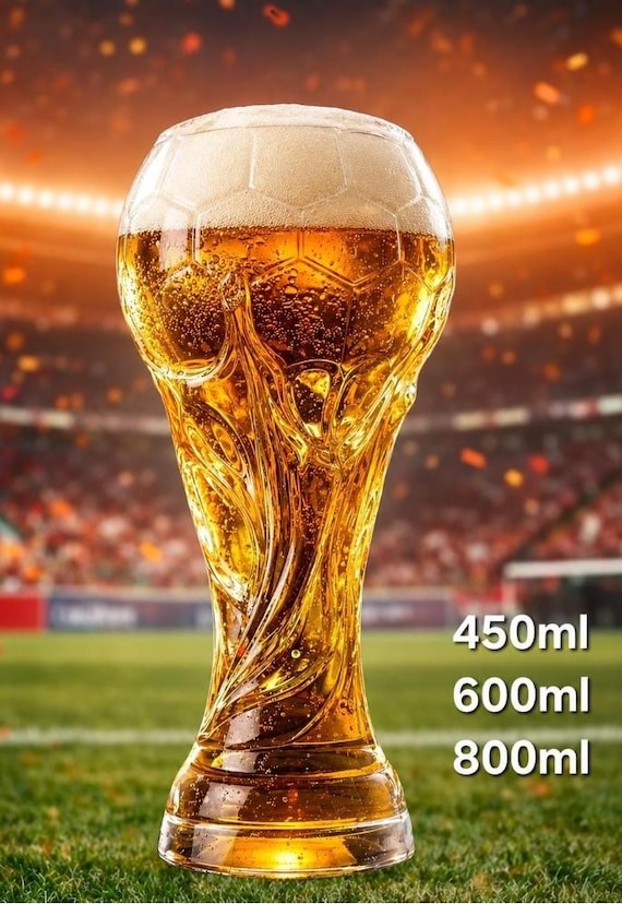Football Trophy Glass 450ml 600ml 800ml, Match Day Beer Glass, Football Fan Gift, Birthday Gift for Him, Gift for Dad, Football Supporter