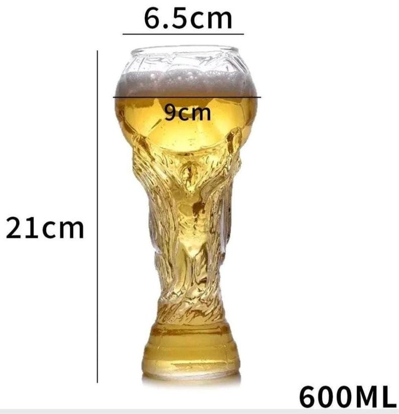 Football Trophy Glass 450ml 600ml 800ml, Match Day Beer Glass, Football Fan Gift, Birthday Gift for Him, Gift for Dad, Football Supporter 600ml Trophy Glass 🔥