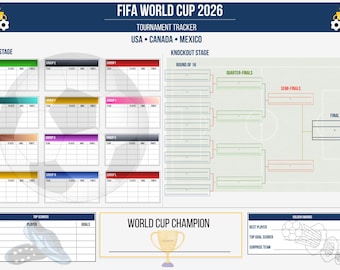 World Cup 2026 Wall Chart | Football Tracker Printable | Fixtures & Knockout Bracket | World Cup Chart PDF | Match Planner
