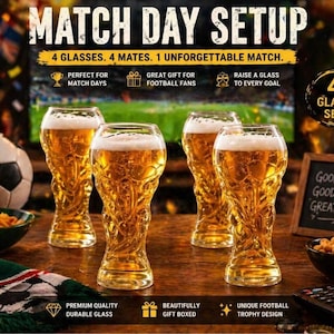 Football Trophy Glass 450ml 600ml 800ml, Match Day Beer Glass, Football Fan Gift, Birthday Gift for Him, Gift for Dad, Football Supporter image 11
