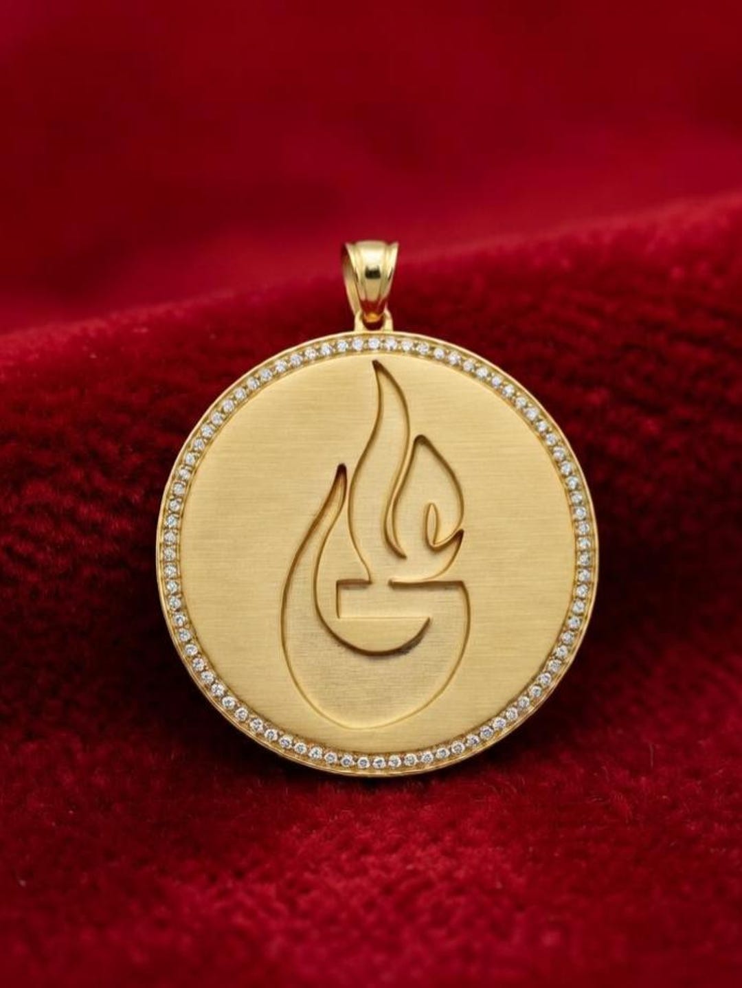 Custom Ali Arabic Calligraphy Pendant | Moissanite, Ruby, Emerald ...