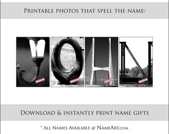 Personalized Gifts for the Name JOHN. Instantly Download & Print Digital Letter Art Photos That Spell the Name JOHN. All Names Available.