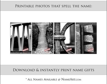 Personalized Gifts for the Name MIKE. Instantly Download & Print Digital Letter Art Photos That Spell the Name MIKE. All Names Available.