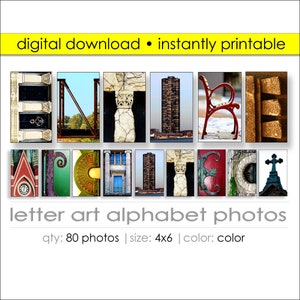 Letter Art Digital 80 Photo Package. Create 100's of Gifts Today! DIY Gift Ideas. Print Wall Art Name Signs. Size 4x6. Architect Alphabet.