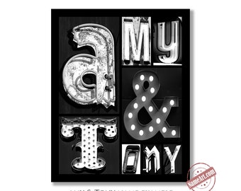 Custom Couples Name Wall Art Print With Letter Art Photography. Unique Personalized Wedding & Anniversary Gifts. Free Proof Before Purchase.