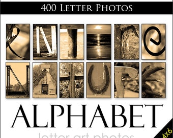 Wholesale Art Alphabet Bulk Set. Nature Sepia Letter Photos Qty 400. High Profit. Sell at Craft Shows, Kiosks, Vendor Fairs, Gift Shops.