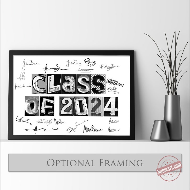 Graduation gifts and presents. Personalized gift for the 2024 grad. Custom 11x14 print that guests can sign at the ceremony. Him and Her. image 4