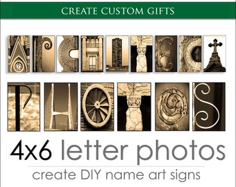 Letter Art Alphabet Photos for DIY Personalized Gifts. Create Custom Name Gifts. FAST Shipping. Over 1M+ Sold. Size: 4x6 Sepia Letter Prints