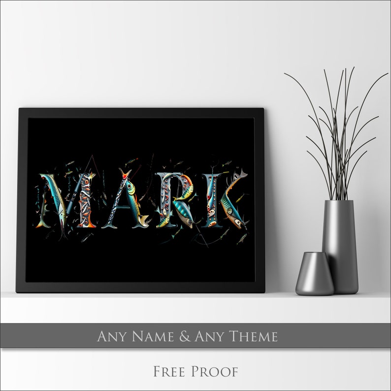 Personalized Name Art. Custom Art Gifts. Framed or Unframed 8x10 Print. to see a FREE proof of your name and theme, msg us before purchase image 1