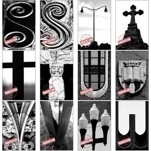 Letter Art Digital 80 Photo Package. Create 100's of Gifts Today DIY Gift Ideas. Print Wall Art Name Signs. Size 5x7. Architecture Alphabet image 7