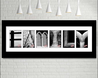 FAMILY Wall Art Sign. Unique Family Gifts. Framed & Matted or Unframed Prints. 4 "x 6" Individual Prints That Spell FAMILY. FREE Shipping.