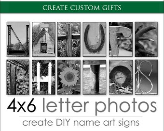 Letter Art Alphabet Photos for DIY Personalized Gifts. Create Custom Name Gifts. FAST Shipping. Over 1M+ Sold. Size: 4x6 b&w Letter Prints.
