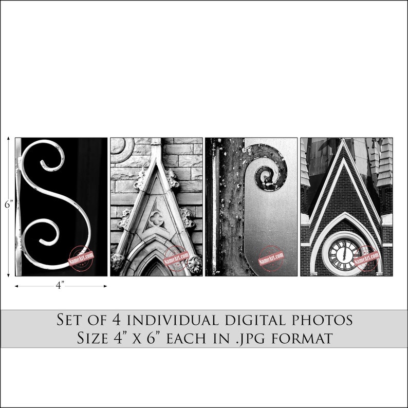 Personalized Gifts for the Name SARA. Instantly Download & Print Digital Letter Art Photos That Spell the Name SARA. All Names Available. image 2