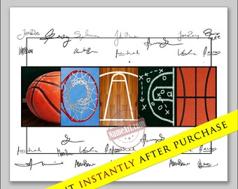 Basketball Coach Gift Ideas. Printable Digital Download. DIY Custom Gift. Includes 8x10 and 11x4 Digital Files! Have Team Sign with Sharpie