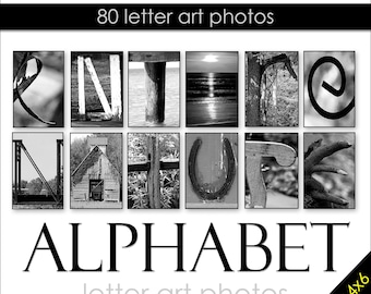 Letter Art Alphabet Package. Qty 80 photos. Create DIY Custom Gifts & Name Signs. Ships FREE in 24 hours. Size: 4x6. Nature Theme. BW Prints