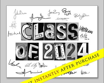 Graduation gifts and presents. Personalized gift for the 2024 grad. Printable 11x14 print that guests can sign at the ceremony. Digital.