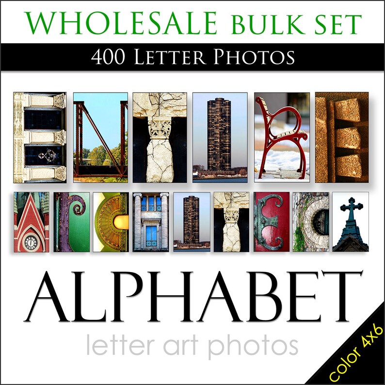 Wholesale Art. Letter art alphabet photos. Wholesale Art and Craft Supplies. Bulk Set. Sell products at mall kiosks, gift stores, craft fairs, vendor fairs, fundraising, arts and crafts store. High profit, cheap startup. Inexpensive items for resale.