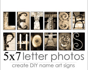 Letter Art Alphabet Photos for DIY Personalized Gifts. Create Custom Name Gifts. FAST Shipping. Over 1M+ Sold Size: 5x7 Sepia Letter Prints.
