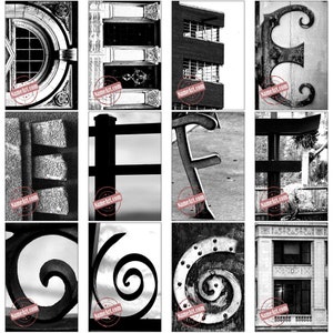 Letter Art Digital 80 Photo Package. Create 100's of Gifts Today DIY Gift Ideas. Print Wall Art Name Signs. Size 5x7. Architecture Alphabet image 3