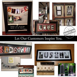 Letter Art Alphabet Photos for Custom DIY Gift Ideas. Unique Custom Wedding, Anniversary, Housewarming, Birthday, Closing Relator Gifts, Retirement Gifts. Wedding Signs. Pictures of Letters to Spell Names. Create Custom Name Signs. NameArt.com