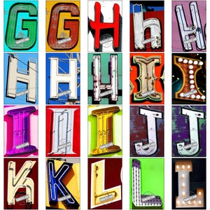 Letter Art Digital 150 Photo Package. Create 100's of Gifts Today DIY Gift Ideas. Download Letter Pics. Size 4x6 Vintage Neon Sign Letters image 4