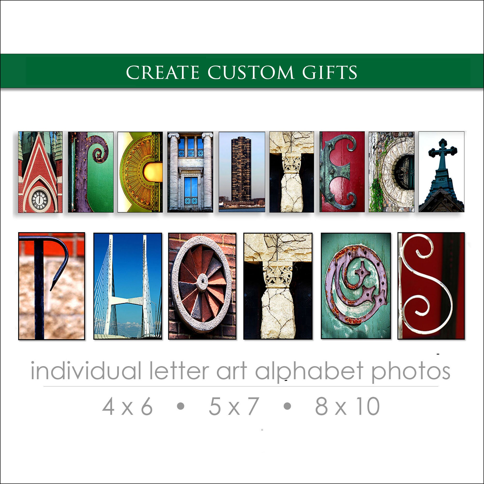 Letter Art Alphabet Photos for DIY Personalized Gifts. Create