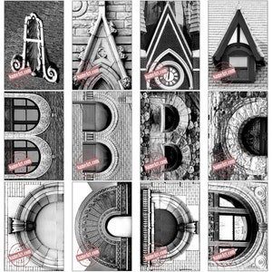 Letter Art Digital 80 Photo Package. Create 100's of Gifts Today DIY Gift Ideas. Print Wall Art Name Signs. Size 5x7. Architecture Alphabet image 2