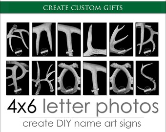 Letter Art Alphabet Photos for DIY Personalized Gifts. Create Custom Name Gifts. FAST Shipping. Over 1M+ Sold. Size: 4x6 Black and White.