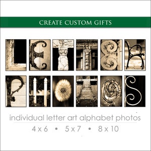 Letter Art Alphabet Photos for DIY Personalized Gifts. Create Custom Name Gifts. FAST Shipping. Over 1M+ Sold. Sizes: 4x6, 5x7 or 8x10 Sepia