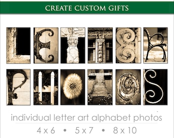 Letter Art Alphabet Photos for DIY Personalized Gifts. Create Custom Name Gifts. FAST Shipping. Over 1M+ Sold. Sizes: 4x6, 5x7 or 8x10 Sepia