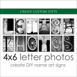 Letter Art Alphabet Photos for DIY Personalized Gifts. Create Custom Name Gifts. FAST Shipping. Over 1M Sold. Size: 4x6 b&w Letter Prints. image 1