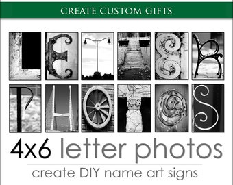 Letter Art Alphabet Photos for DIY Personalized Gifts. Create Custom Name Gifts. FAST Shipping. Over 1M+ Sold. Size: 4x6 b&w Letter Prints.