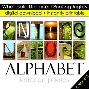 Letter Art Digital Wholesale Bulk Package w/Unlimited Printing Rights. Qty 80 photos. Size: 4x6. Nature Themed. Vendor Fair, Gift Shop Ideas