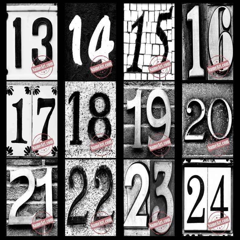 Number Photos Digital Download Printables for DIY Custom Date Wall Art Signs. Numbers 1-31 Size 4x6 Qty 31 Photos in Black and White. image 3
