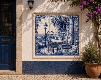 Panel de pared de azulejos portugueses / Azulejo Café Art