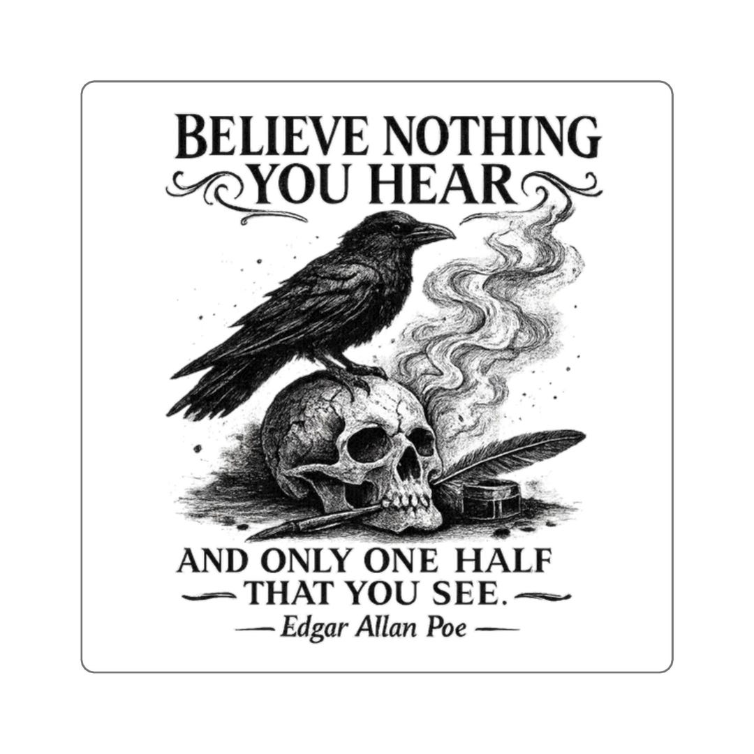 Edgar Allan Poe Raven Skull Sticker – Gothic Literature Quote Vinyl ...