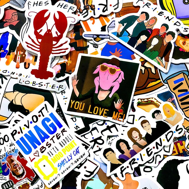 Kick Comdy Sticker Pack of 50 Friends Sitcom Stickers, Retro 90s TV Stickers, Comedy Show ...