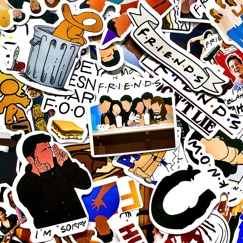 Pack of 50 Friends Sitcom Stickers, Retro 90s TV Stickers, Comedy Show ...