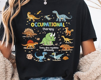 Comfort Colors ®Retro Dinosaur Occupational Therapy Comfort Colors T-Shirt: OT OTA Graduation Gift