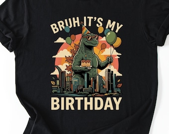 Retro Godzilla It's My Birthday T-Shirt, Kaiju Monster Tee, Japanese Art Graphic Shirt, Funny Party, Gift Idea, Unisex Anniversary Shirt