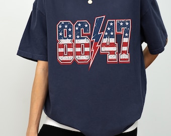 Comfort Colors®86/47 T-Shirt - Distressed American Flag Patriotic Shirt - Retro Political 47th President Tee - USA Stars and Stripes Graphic