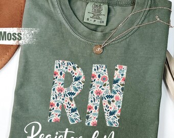 Comfort Colors®Registered Nurse Shirt, RN Shirt Faux Embroidery RN Tee,Gift for Nursing , Comfort Colors Registered Nurse Tshirt, Nurse Gift